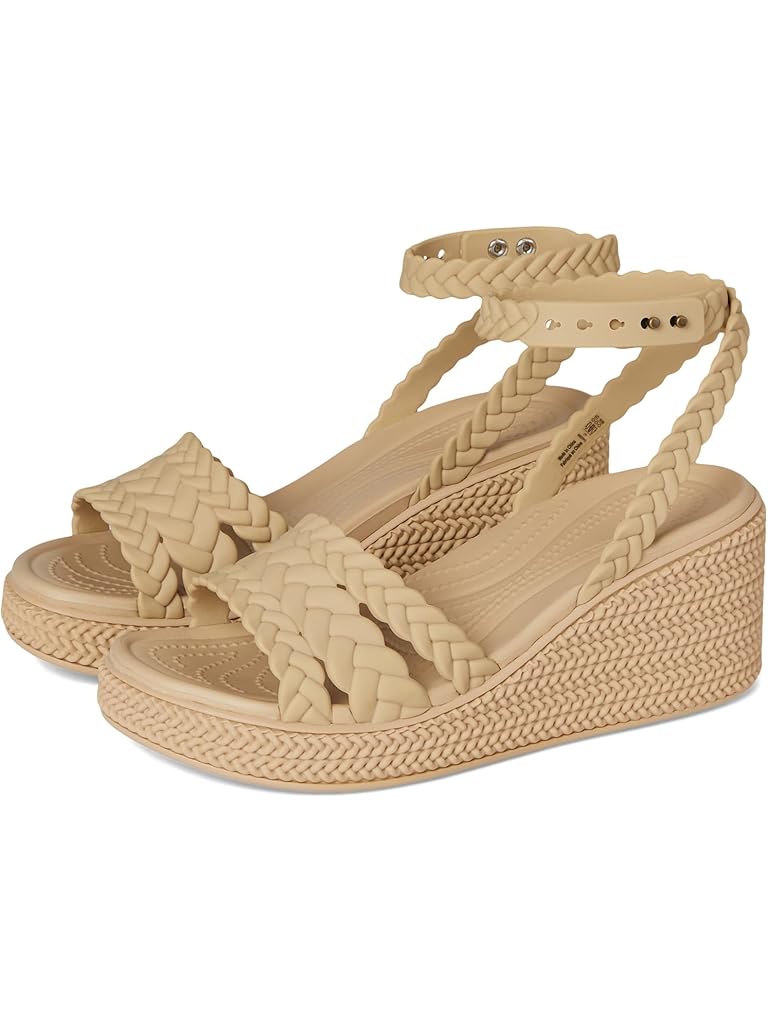Brown Crocs Brooklyn Ankle Strap Wedge Platform Sandals